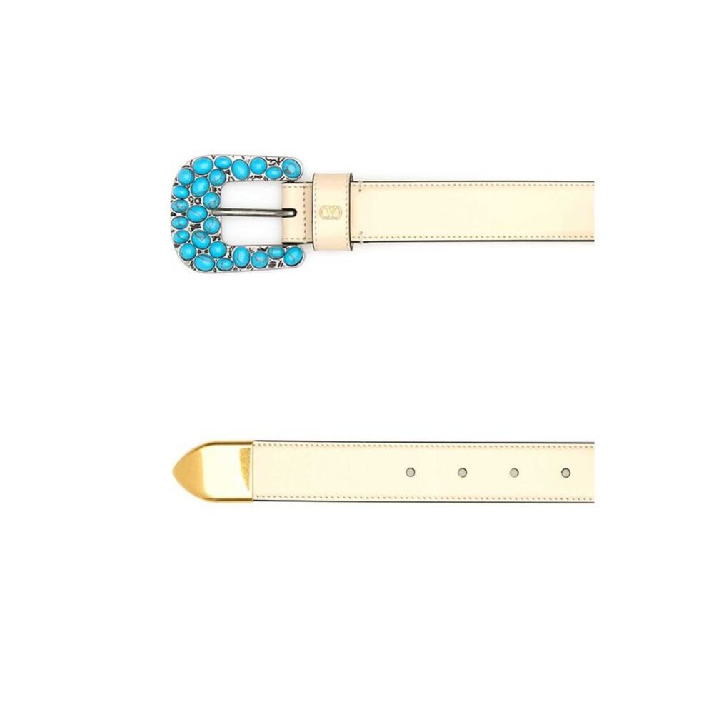 Valentino Garavani Women Ivory Leather Belt - Picture 2 of 2